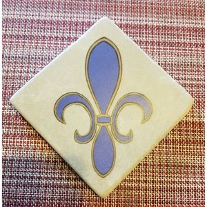 Fleur de lis Blue Tile Trivet Preservation Tile Company